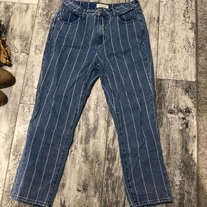 Striped denim jeans